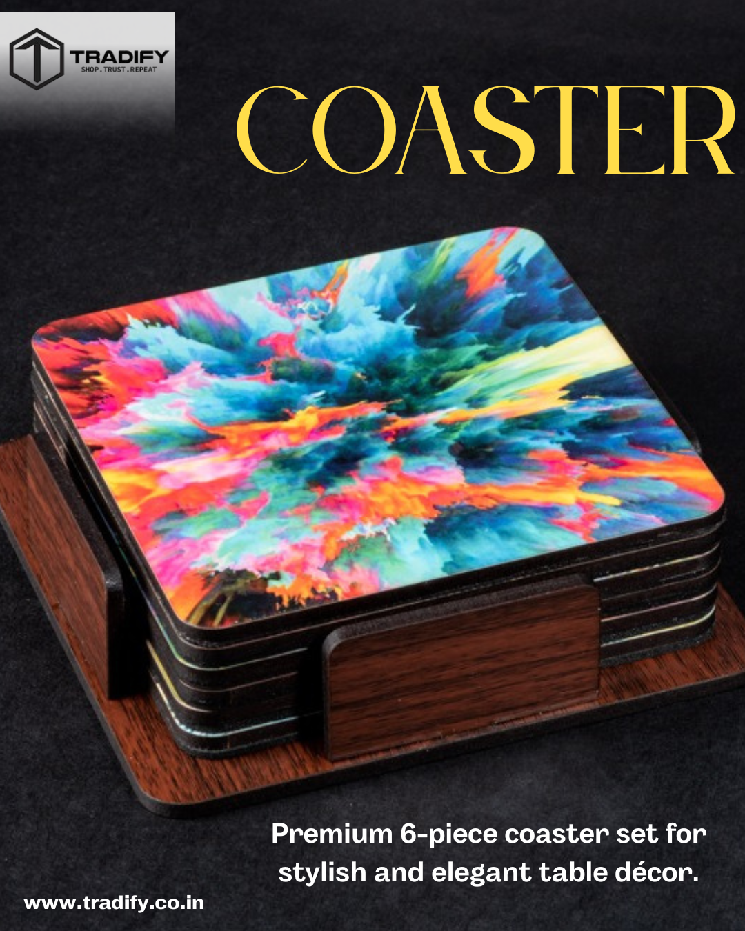 Modern Luxury Designer Printed Coaster Set – Pack of 6 Decorative Tea & Coffee Coasters for Home Décor My Store