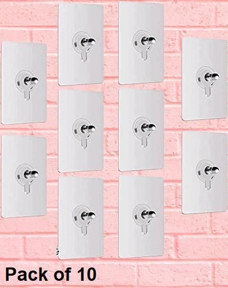 Self Adhesive Hooks for Wall Heavy Duty Strong Nail Free for Hanging Photo Frame Hook (Pack of 10) c5cc46-5e