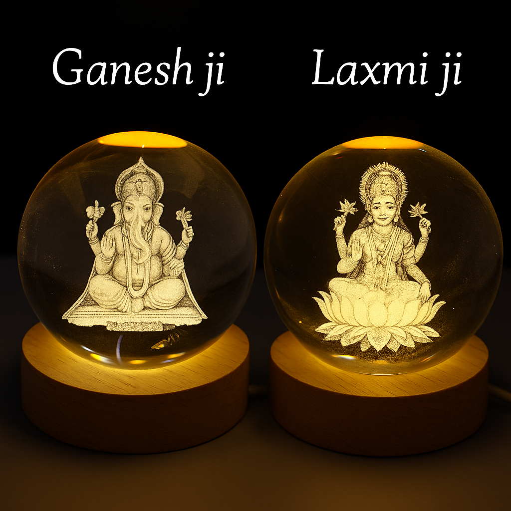 LAXMI JI & GANESH JI 3D CRYSTAL BALL || COMBO My Store