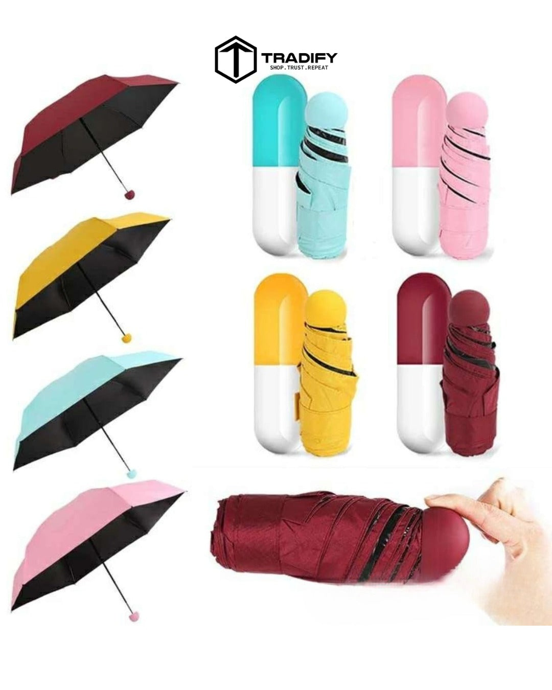 TRADIFY Windproof Double Layer Umbrella with Bottle Cover Umbrella for UV Protection & Rain, Bottle Shape Mini Compact Foldable Umbrella with Plastic Case (Multicolor) Tradify